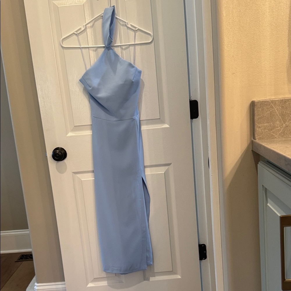 Amanda Uprichard Strapless Light Blue Dress